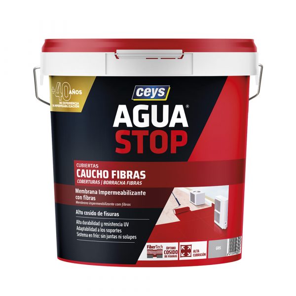 AGUA STOP CAUCHO FIBRAS GRIS 5KG