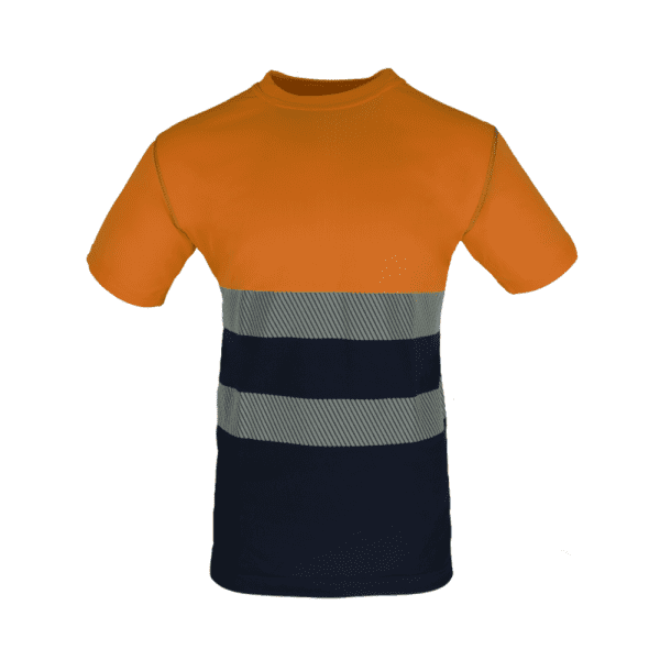CAMISETA AV MANGA CORTA NARANJA-MARINO