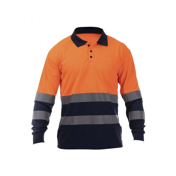 POLO AV MANGA LARGA NARANJA-MARINO